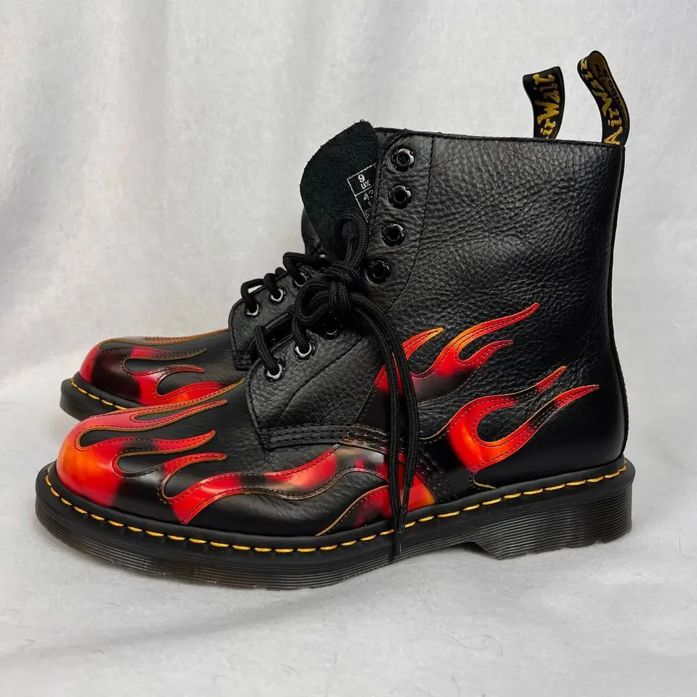 Dr. Martens 1460 Doc Pascal Flame Arcadia Boots Black Red Men’s 10 Women’s 11